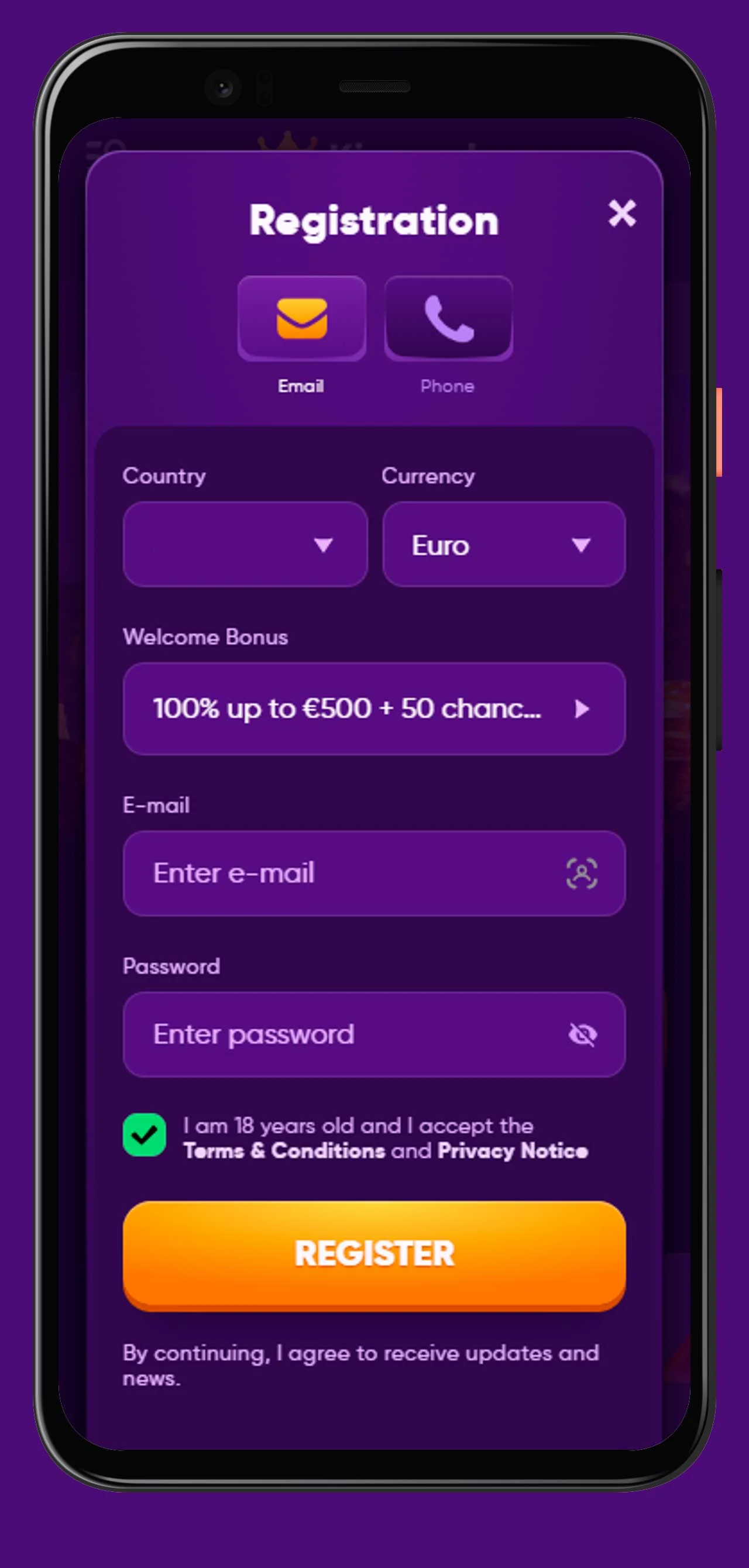 registrazione mobile kingmaker casino